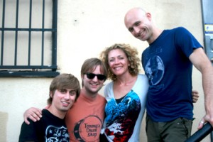 Johnny, Tommy, Sarah and Eric outside the studio...